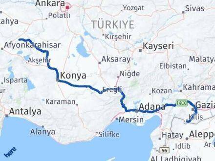 Afyonkarahisar Emirdağ Kilis Arası Kaç Km - Yol Haritası