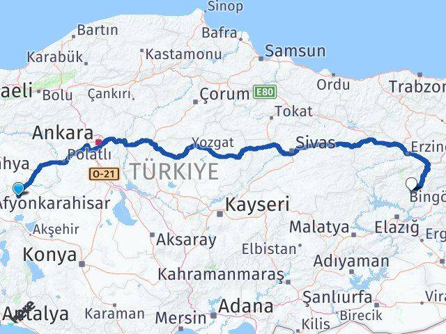 Afyonkarahisar Emirdağ Tunceli Arası Kaç Km - Yol Haritası
