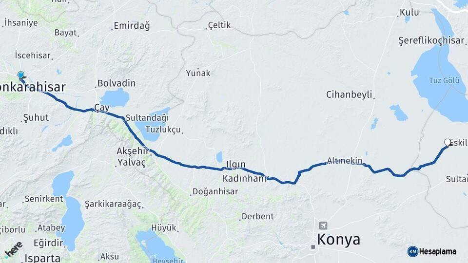 Afyonkarahisar Eskil Aksaray Arası Kaç Km - Yol Haritası