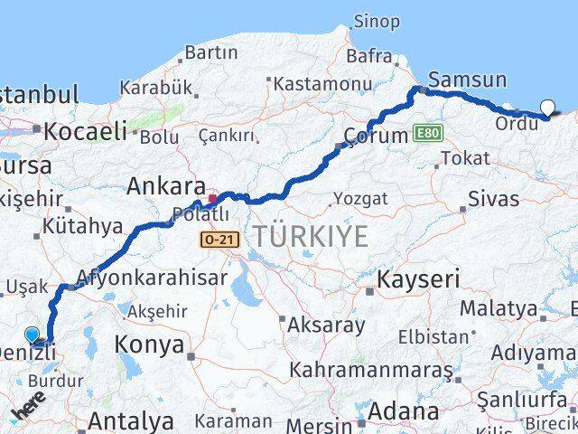 Afyonkarahisar Evciler Giresun Arası Kaç Km - Yol Haritası