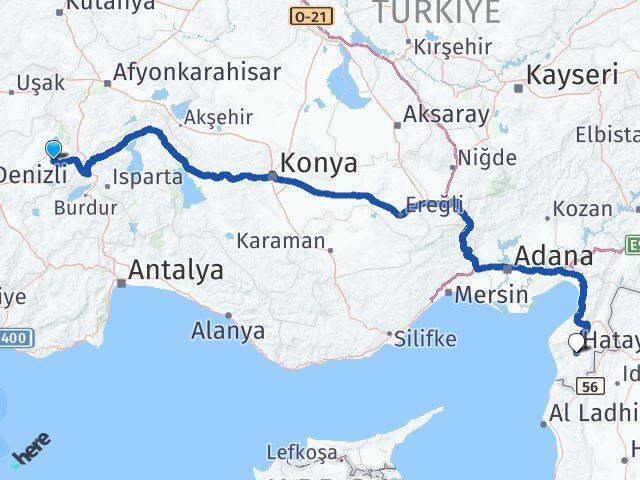 Afyonkarahisar Evciler Hatay Arası Kaç Km - Yol Haritası