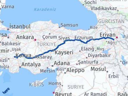 Afyonkarahisar Evciler Iğdır Arası Kaç Km - Yol Haritası