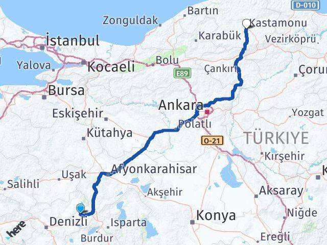 Afyonkarahisar Evciler Kastamonu Arası Kaç Km - Yol Haritası