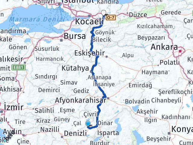 Afyonkarahisar Evciler Sakarya Arası Kaç Km - Yol Haritası