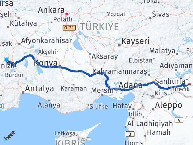 Afyonkarahisar Evciler Şanlıurfa Arası Kaç Km - Yol Haritası