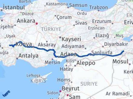 Afyonkarahisar Evciler Şırnak Arası Kaç Km - Yol Haritası