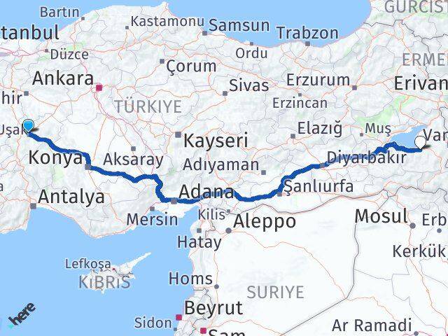 Afyonkarahisar Gürpınar Van Arası Kaç Km - Yol Haritası