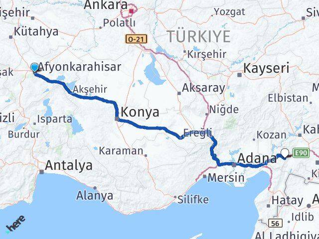 Afyonkarahisar Hasanbeyli Osmaniye Arası Kaç Km - Yol Haritası