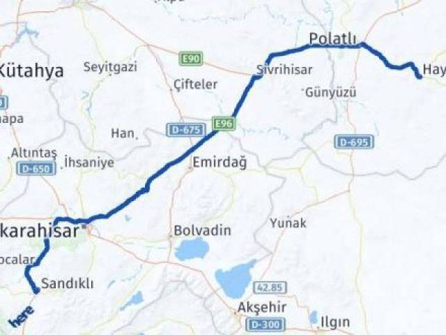 Afyonkarahisar Haymana Ankara Arası Kaç Km - Yol Haritası