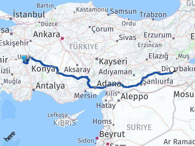 Afyonkarahisar Hocalar Batman Arası Kaç Km - Yol Haritası