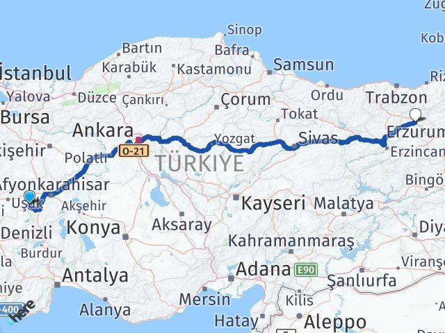 Afyonkarahisar Hocalar Bayburt Arası Kaç Km - Yol Haritası