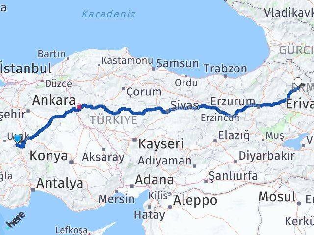Afyonkarahisar Hocalar Kars Arası Kaç Km - Yol Haritası