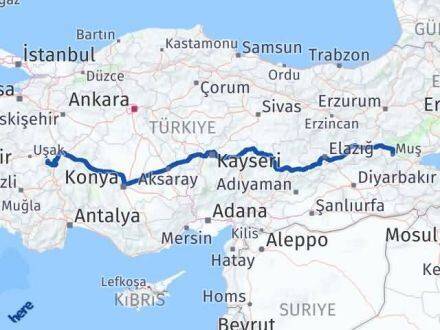 Afyonkarahisar Hocalar Muş Arası Kaç Km - Yol Haritası