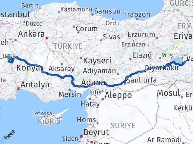 Afyonkarahisar Hocalar Van Arası Kaç Km - Yol Haritası