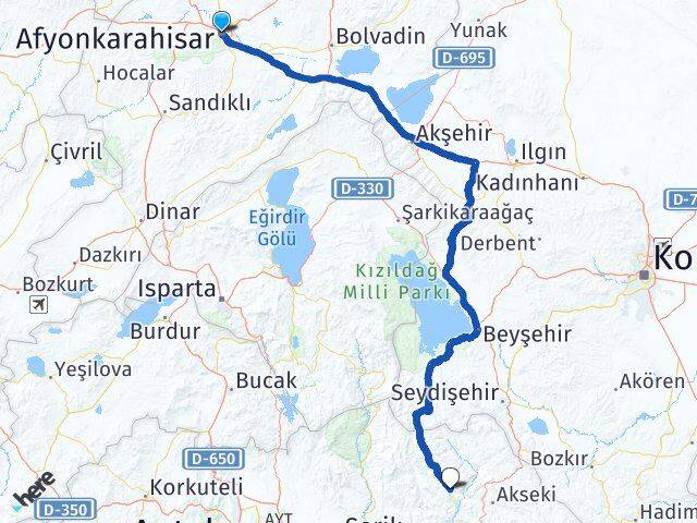 Afyonkarahisar İbradı Antalya Arası Kaç Km - Yol Haritası