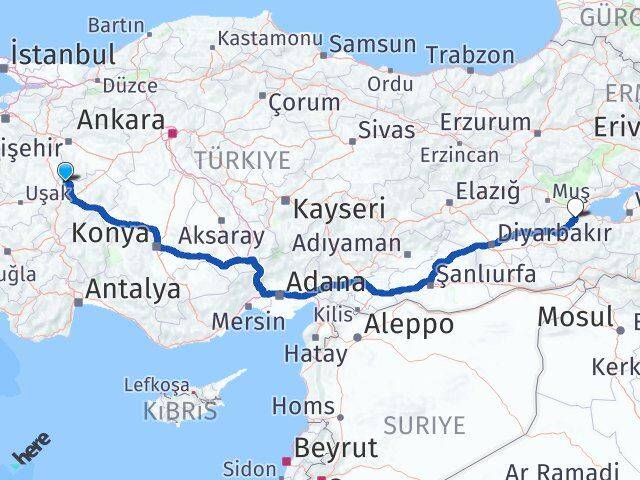 Afyonkarahisar İhsaniye Bitlis Arası Kaç Km - Yol Haritası