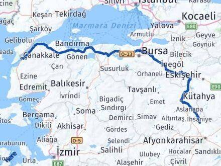 Afyonkarahisar İhsaniye Çanakkale Arası Kaç Km - Yol Haritası