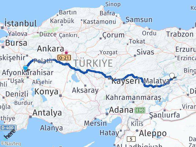 Afyonkarahisar İhsaniye Elazığ Arası Kaç Km - Yol Haritası