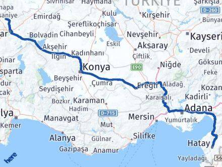 Afyonkarahisar İhsaniye Hatay Arası Kaç Km - Yol Haritası
