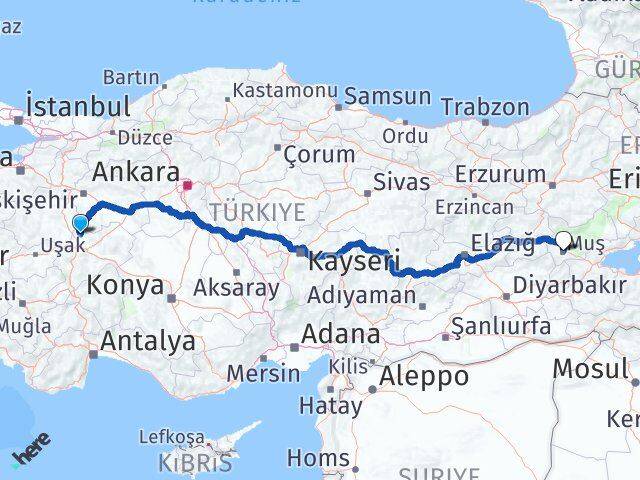 Afyonkarahisar İhsaniye Muş Arası Kaç Km - Yol Haritası
