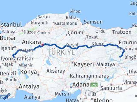 Afyonkarahisar İhsaniye Tunceli Arası Kaç Km - Yol Haritası