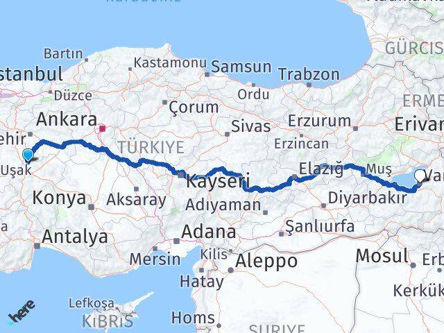 Afyonkarahisar İhsaniye Van Arası Kaç Km - Yol Haritası