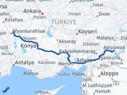 Afyonkarahisar İscehisar Adıyaman Arası Kaç Km - Yol Haritası