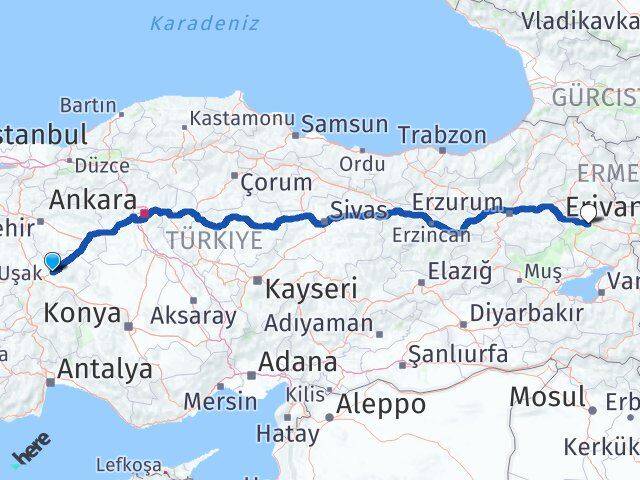 Afyonkarahisar İscehisar Ağrı Arası Kaç Km - Yol Haritası