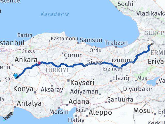 Afyonkarahisar İscehisar Ardahan Arası Kaç Km - Yol Haritası