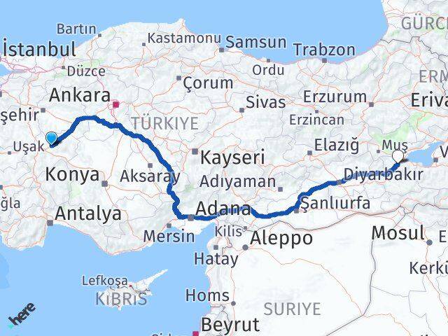 Afyonkarahisar İscehisar Bitlis Arası Kaç Km - Yol Haritası