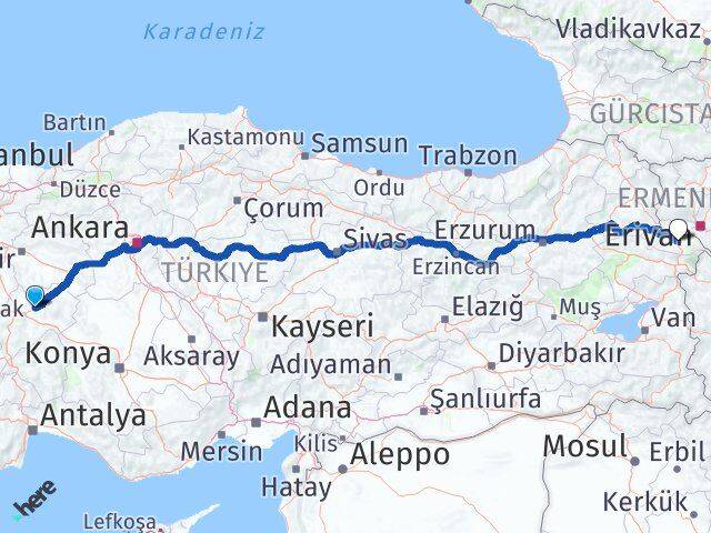 Afyonkarahisar İscehisar Iğdır Arası Kaç Km - Yol Haritası