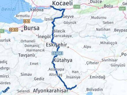 Afyonkarahisar İscehisar Kocaeli Arası Kaç Km - Yol Haritası