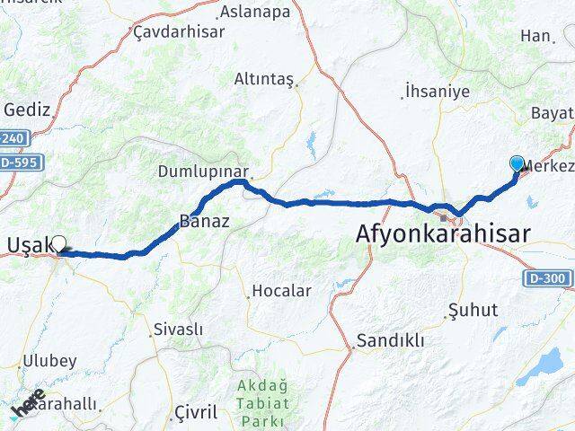 Afyonkarahisar İscehisar Uşak Arası Kaç Km - Yol Haritası