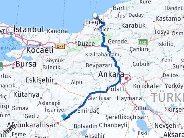 Afyonkarahisar İscehisar Zonguldak Arası Kaç Km - Yol Haritası