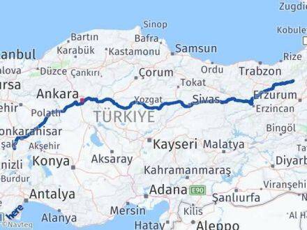 Afyonkarahisar İspir Erzurum Arası Kaç Km - Yol Haritası