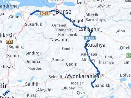 Afyonkarahisar Karacabey Bursa Arası Kaç Km - Yol Haritası