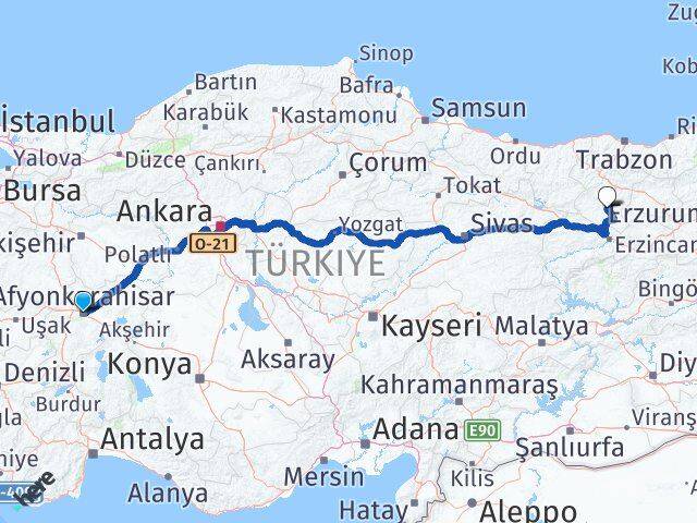 Afyonkarahisar Kelkit Gümüşhane Arası Kaç Km - Yol Haritası