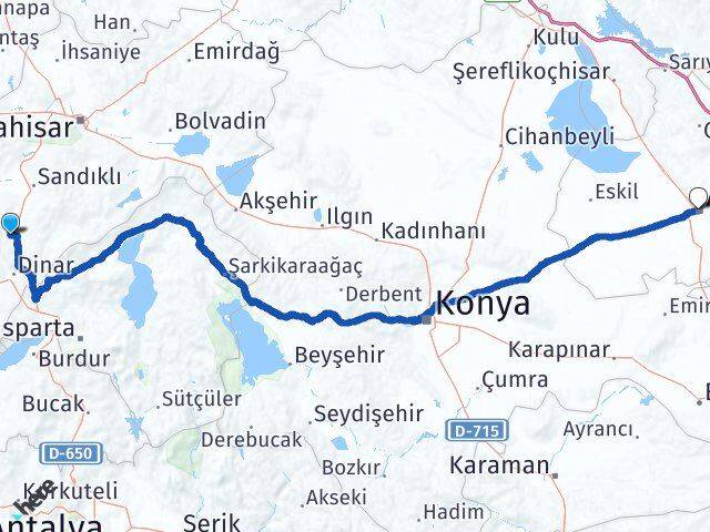 Afyonkarahisar Kızılören Aksaray Arası Kaç Km - Yol Haritası