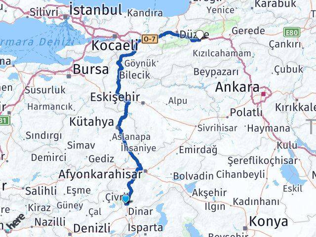 Afyonkarahisar Kızılören Bolu Arası Kaç Km - Yol Haritası