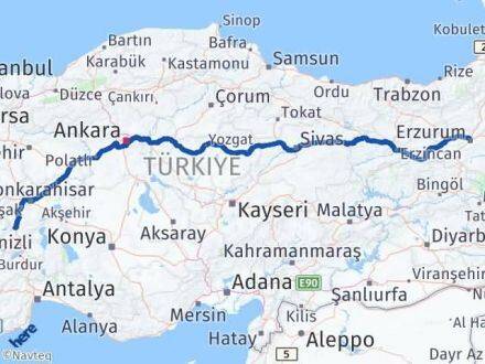 Afyonkarahisar Kızılören Erzurum Arası Kaç Km - Yol Haritası