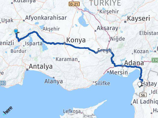 Afyonkarahisar Kızılören Hatay Arası Kaç Km - Yol Haritası