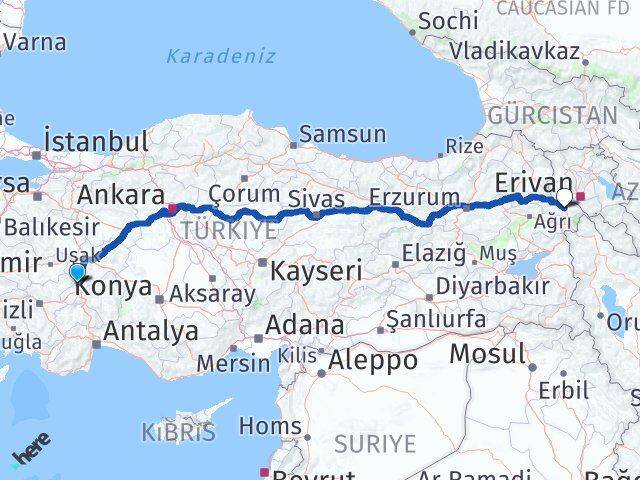 Afyonkarahisar Kızılören Iğdır Arası Kaç Km - Yol Haritası