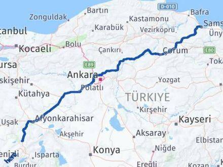 Afyonkarahisar Kızılören Samsun Arası Kaç Km - Yol Haritası