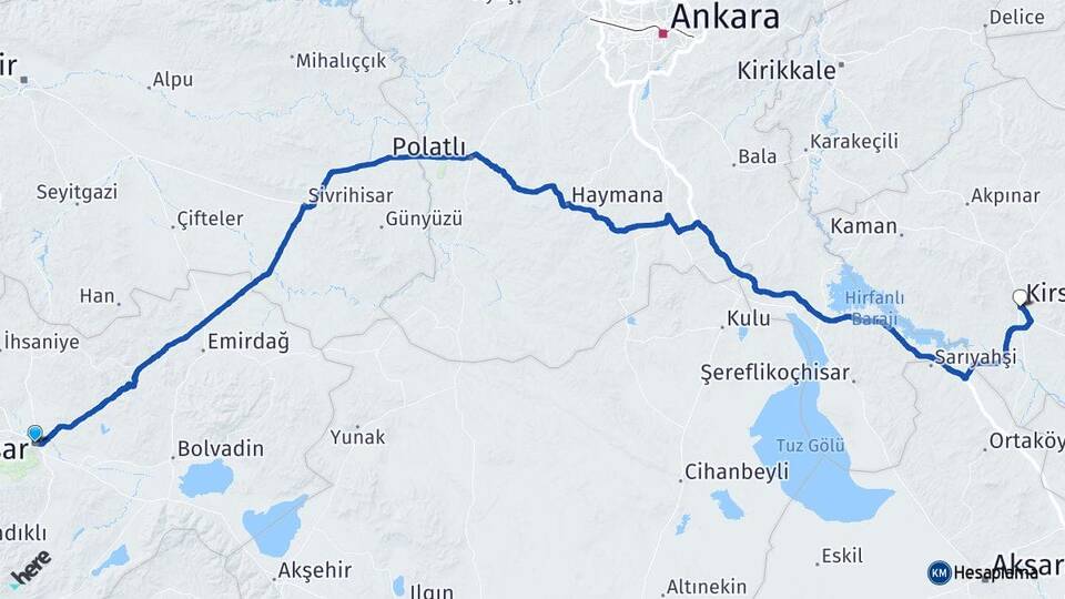 Afyonkarahisar Kocatepe Arası Kaç Km - Yol Haritası