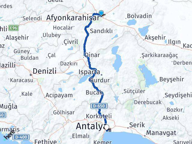 Afyonkarahisar Konyaaltı Arası Kaç Km - Yol Tarifi