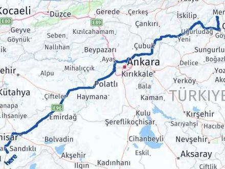 Afyonkarahisar Laçin Çorum Arası Kaç Km - Yol Haritası