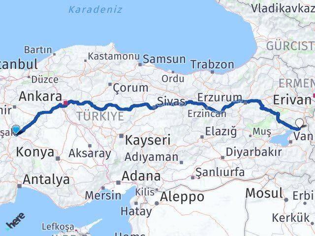 Afyonkarahisar Muradiye Van Arası Kaç Km - Yol Haritası