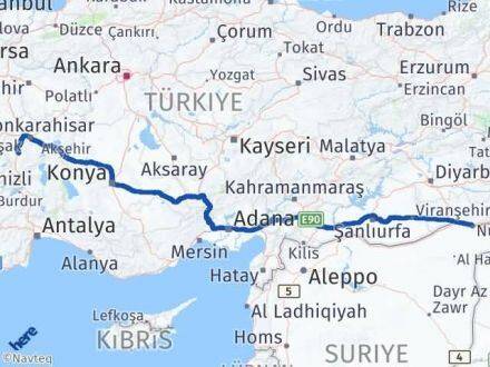 Afyonkarahisar Nusaybin Mardin Arası Kaç Km - Yol Haritası