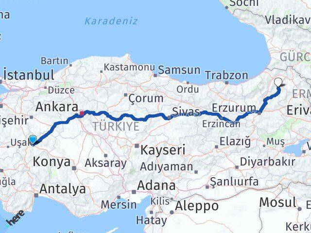 Afyonkarahisar Olur Erzurum Arası Kaç Km - Yol Haritası