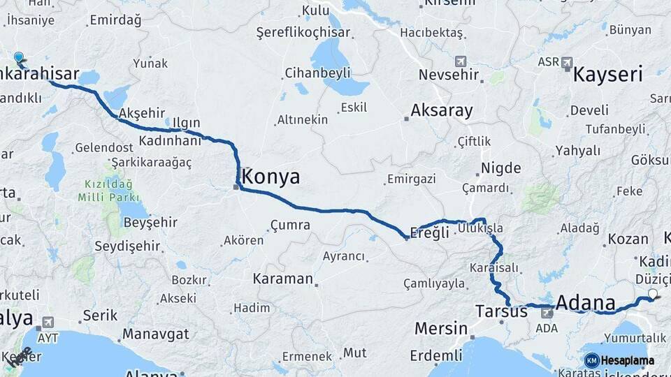 Afyonkarahisar Osmaniye Arası Kaç Km - Yol Haritası